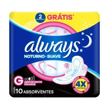 Imagem de Absorvente Always Noturno Suave G Com Abas 10 Unidades