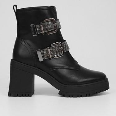 Imagem de Bota Cano Médio Vizzano Salto Bloco Fivela Dupla Hotfix Tratorada  Feminina-Feminino