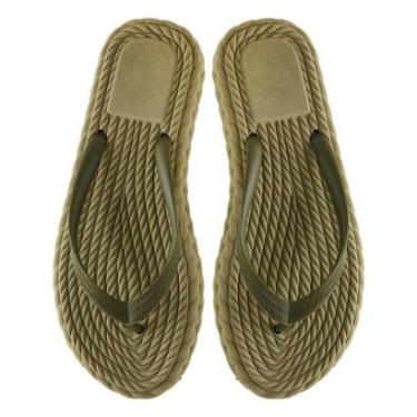 Imagem de Chinelo Sandalia Feminina Tranças Confort Cor Verde Militar-Feminino