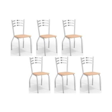 Imagem de Cadeiras de Cozinha Portugal C007 Kit 6 Un Cromada - Assento Nude 16 -