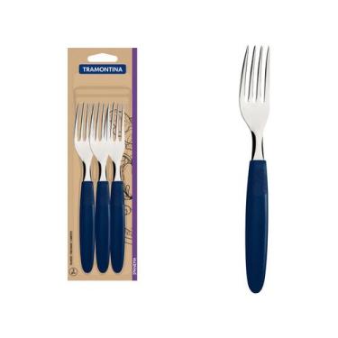 Imagem de Jogo de Garfos de Mesa Tramontina Inox Ipanema 3 Peças, Azul, 3