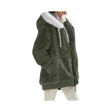Imagem de Jaqueta Feminina De Inverno Com Capuz E Zíper Em Cashmere E Fleece, Co