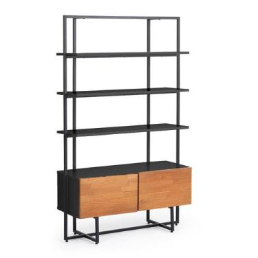 Imagem de Estante 4 prateleiras 2 portas em Madeira Aço Carbono e MDF Branco Ind