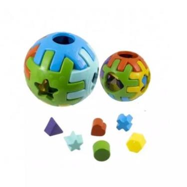 Imagem de Kit com 2 Bolas Didáticas P/M - Brinquedo Educativo de Encaixar Kendy