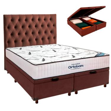 Imagem de Box Bau Blindado + Colchão Queen High Foam Ortobom + Cabeceira