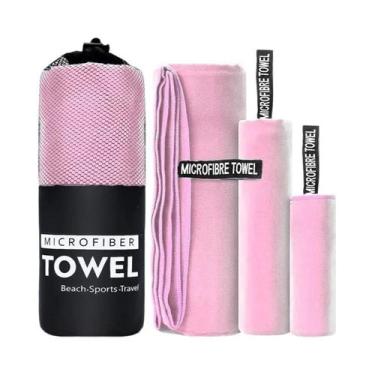 Imagem de Toalha De Microfibra Rosa Bebê De Secagem Rápida Super Absorvente Ultr
