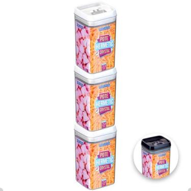 Imagem de 3 Potes Porta Mantimento Cozinha Hermético Transparente 2.3l - Injepla