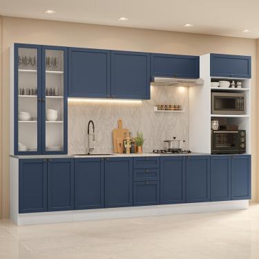 Imagem de Armário de Cozinha Completa 340 cm Branco/Azul Vik Madesa 01