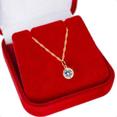 Imagem de Cordão Feminino em Ouro 18k 750 50cm Ponto De Luz Zircônia 6mm - B2BAG