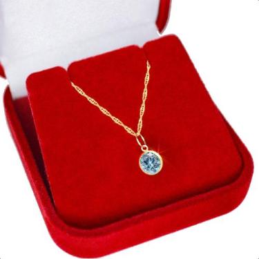 Imagem de Cordão Feminino em Ouro 18k 750 50cm Ponto De Luz Zircônia 6mm - B2BAG