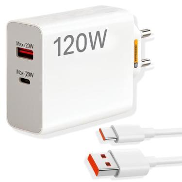 Imagem de Carregador Celular Turbo Power Fonte 120W 2 Entradas USB A+C + Cabo US