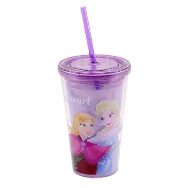 Imagem de Copo com canudo anna & elsa 450ml frozen - disney