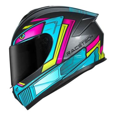 Imagem de Capacete Feminino Race Tech Hit Android Cinza e Rosa Brilhante-Unissex