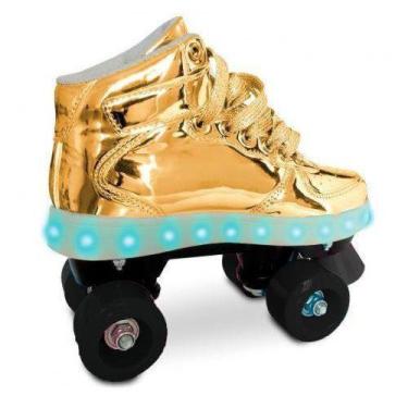 Imagem de Patins com LED 4 Rodas Dourado 33/34 FUN 8310-4 - Fun Divirta-Se