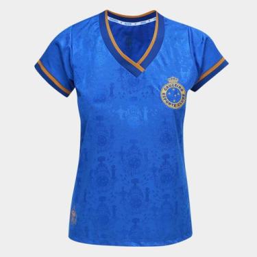 Imagem de Camisa Cruzeiro RetrôMania Tríplice Coroa 2003 Feminina, Azul, GG