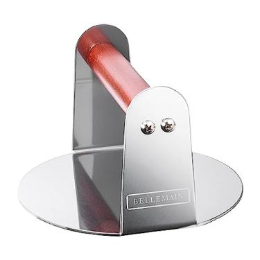 Imagem de Bellemain Espremedor de hambúrguer Smash para chapa, grelha – máquina de hambúrguer, ferramenta para achatar carne de aço inoxidável, hambúrguer para cozinhar – cabo de madeira, 15 cm redondo