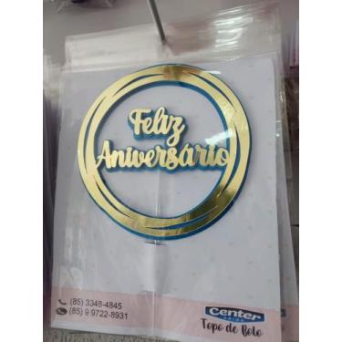 Imagem de Plaquinha para bolos feliz aniversário - Center