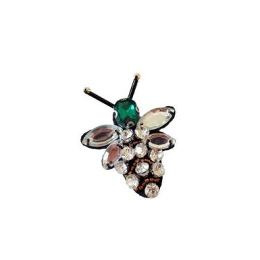 Imagem de Broche Abelha Bordada com Pedras - - Pistache Acessórios, Verde, Único