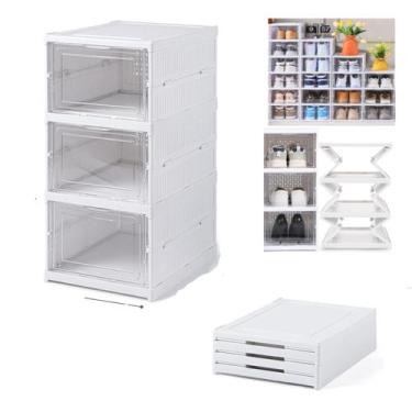 Imagem de Armario dobravel 3 andares sapateira organizador de brinquedos automat