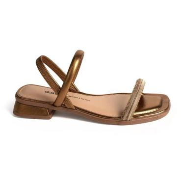 Imagem de Sandália feminina dakota y8872 salto baixo 3cm metalizada, Bronze, 36