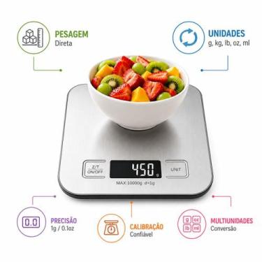 Imagem de Balança Moderna Em Inox Com Acabamento Premium - Balança Digital Slim 