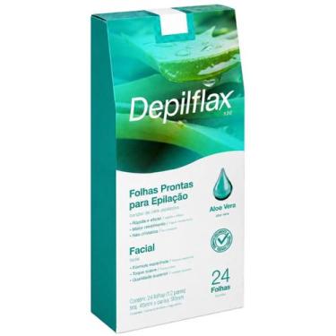 Imagem de Folhas Prontas Depilação Facial Aloe Vera Depilflax Cera Fria Buco Sob