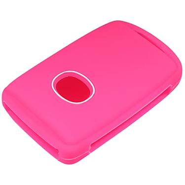Imagem de WSWJDW Porta-chaves com controle remoto para carro e proteção de borracha de silicone para carro Capa de chaveiro porta-chaves Bolsa com chave de anel, apto para Mazda CX30 CX5, rosa