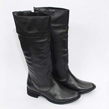 Imagem de bota feminina, estilo montaria em legitimo couro bovino, forrada em tecido espumado modelo 205 cla (36, preta) (39, 205 N.Mestiço Preto)