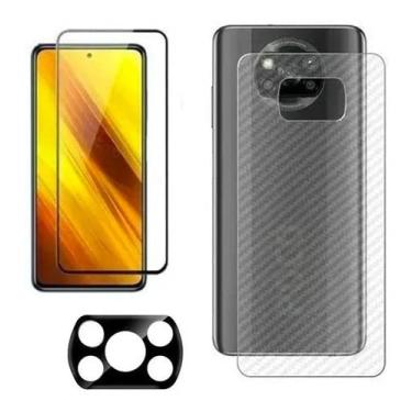 Imagem de Kit Película de Vidro 3D, Skin Carbono e Lente da Câmera Para Poco X3, NFX e Pro