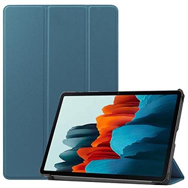 Imagem de Capa do caso da tabuleta. Para Samsung Galaxy Tab S7 11 polegadas 2020 T870 / 875 Tablet Case Lightweight Trifold Stand PC Difícil Coverwith Trifold & Auto Wakesleep (Color : Dark green)