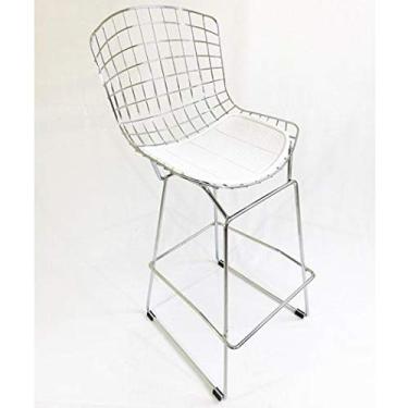 Imagem de Banqueta BERTÓIA cromada assento branco - Poltronas do Sul