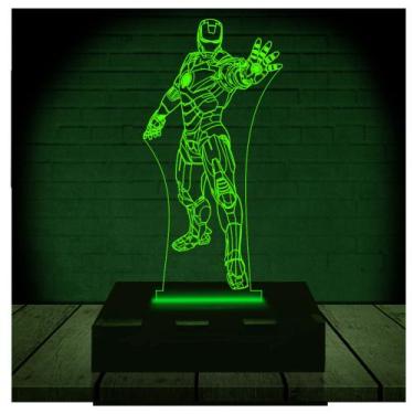 Imagem de Luminária Led Abajur  3D  Homem De Ferro Marvel Heroi 3 - Rb Criações