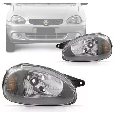 Imagem de Farol Corsa 2000 01 02 03 À 09 Carcaça Preta Mascara Cinza