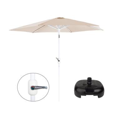 Imagem de Kit Ombrelone Guarda Sol Aço Manivela 2,4 Metros Bege + Base Plástica Preta - Mor