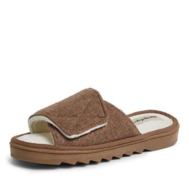 Imagem de Dearfoams Pantufa feminina ajustável de lã Norma, Castanho, Medium