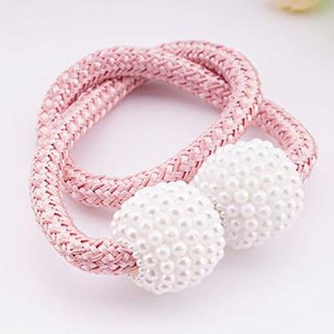 Imagem de Clipes de cortina Suportes de cortina magnéticos Fivelas de renda Fivelas de bola Acessórios de renda para cortina Decorações para casa, rosa, 2 peças