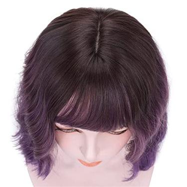 Imagem de Peruca de cabelo curto encaracolado JAMBHALA para mulheres peruca ondulada fofa peruca sintética natural para uso diário/festa/cosplay 13 polegadas