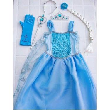 Vestido Frozen Infantil Elsa Vestido Coroa Varinha E Trança - disney -  Vestido Infantil - Magazine Luiza