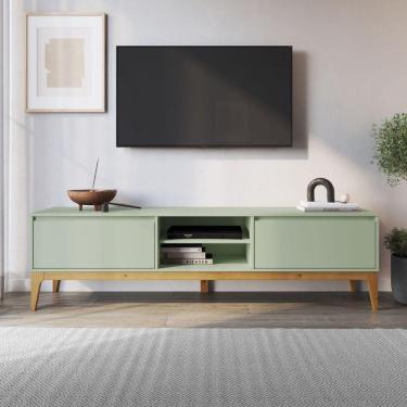 Imagem de Rack para TV até 60 Polegadas 180cm 2 Portas Retrô Bento Yescasa Sálvia/Amêndoa