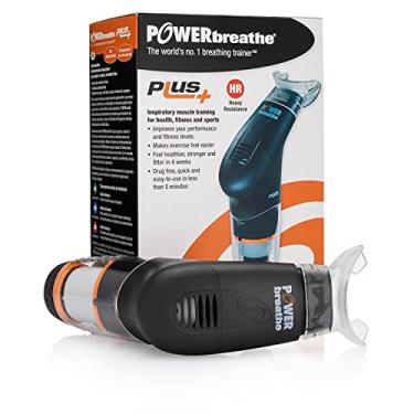 Imagem de POWERbreathe - Dispositivo de exercício de respiração, treinador de respiração e ferramenta de terapia para fortalecer os músculos respiratórios e ajudar a capacidade pulmonar, treinador muscular inspiratório portátil - preto, resistência pesada