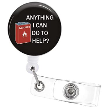 Imagem de Carretel de crachá retrátil com clipe jacaré Qualquer coisa que eu possa fazer para ajudar enfermeira engraçada porta-cartão de etiqueta de nome para RN Paramédico CNA LPN turno noturno médico clipe de identificação