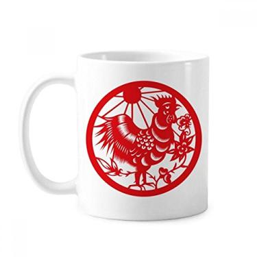 Imagem de Galo cortado em papel China Zodíaco Arte Caneca Cerâmica Xícara de Café Porcelana Louça