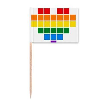 Imagem de Arco-íris Gay Caixa Pequena Coração LGBT Palito de Dente Marcador Topper Decoração de Festa