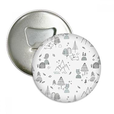 Imagem de Abridor de garrafas com ímã de geladeira com desenho de pássaro, montanha, estrela, grama, árvore, emblema multifuncional