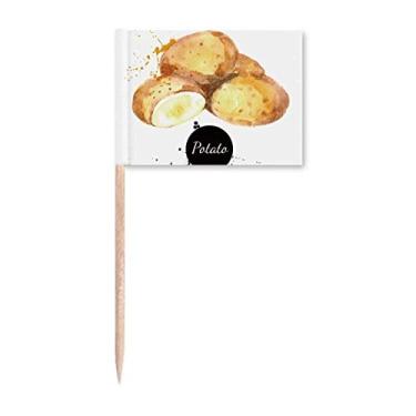 Imagem de Batata vegetal saboroso saudável aquarela palito de dente marcadores decoração de festa