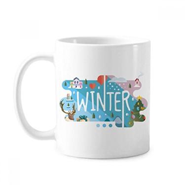 Imagem de Caneca com ilustração de temporada de inverno cerâmica xícara de porcelana de café louça