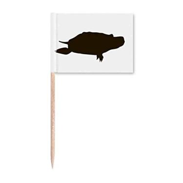 Imagem de Bandeira de palito de dente com estampa de animal de tartaruga preta para decoração de festa