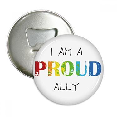 Imagem de Emblema multifuncional LGBT Rainbow Flag Proud Ally abridor de garrafas com ímã de geladeira