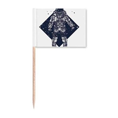 Imagem de Astronauta Estrelas Universo Padrão Artístico Palito Bandeiras Marcador Topper Decoração de Festa