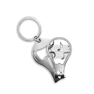 Imagem de Clássico Música Bonita Padrão Simples Cortador de Unhas Abridor Chaveiro Tesoura